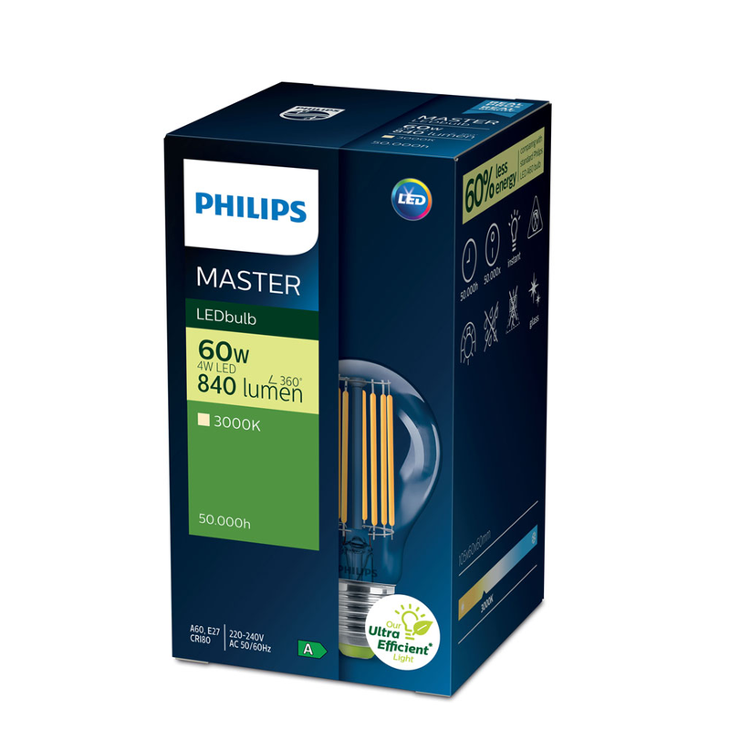 Philips mas ledbulbnd4-60w e27 830 a60 cl g eela, , medium-null
