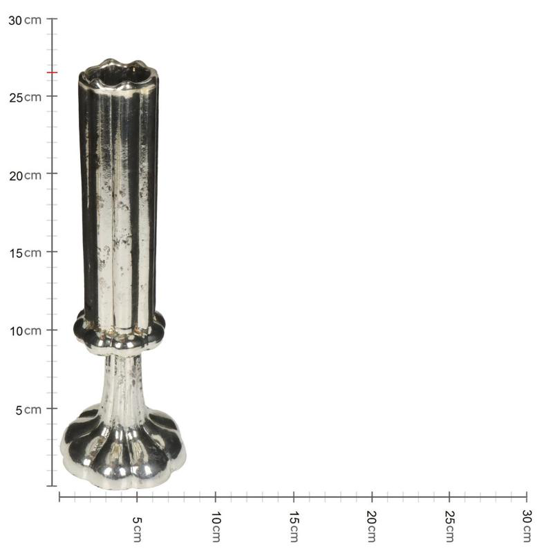 Product image: Βαζο φλαουτο γυαλινο χειροποιητο 9x9x26.5εκ. - ασημι, , medium-null