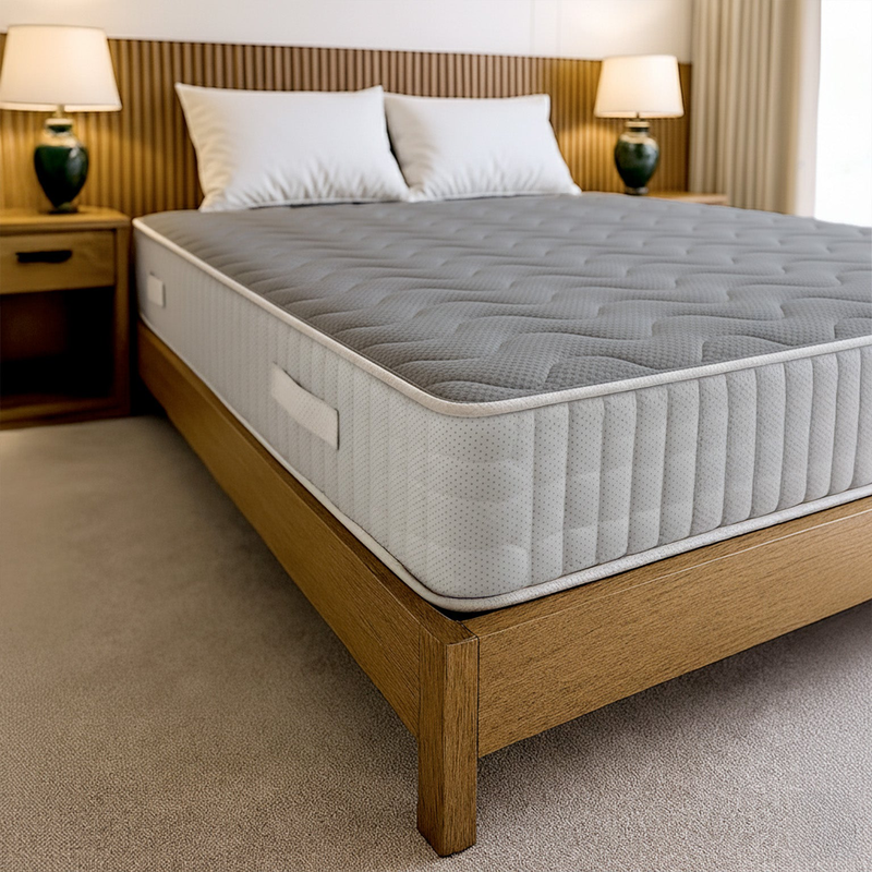 Double mattress 180 x 200 cm viscoelastic foam with 9 zones height 25 cm orthopedic breathable hypoallergenic anti-mite and antibacterial cover medical product class 1-null