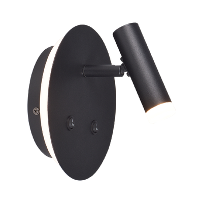 Sunlight 'aletta' led 5.5w+4w wall light aluminium+acrylic black 480lm 3000k &oslash;170xh103.5mm, , medium