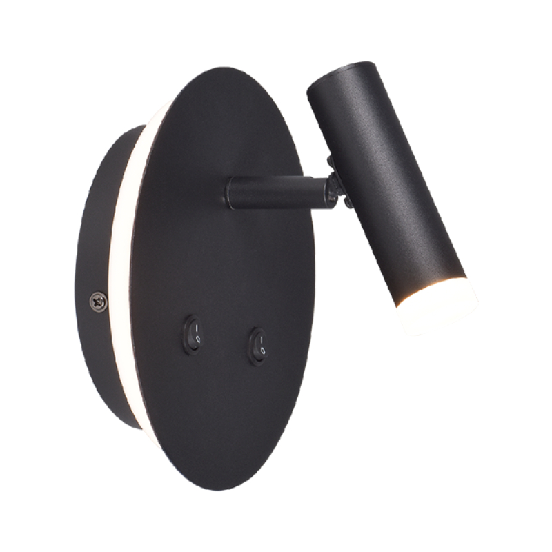 Sunlight 'aletta' led 5.5w+4w wall light aluminium+acrylic black 480lm 3000k &oslash;170xh103.5mm, , medium-null