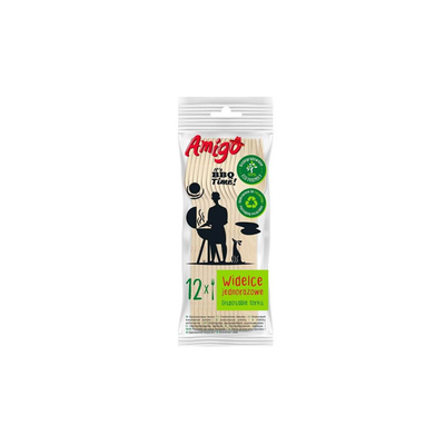 Amigo disposable forks wooden 12 pcs