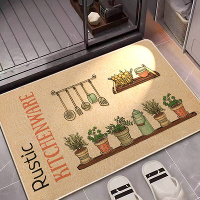 Kitchen mat with non-slip floor and rubber back #kmr252, Beige, medium