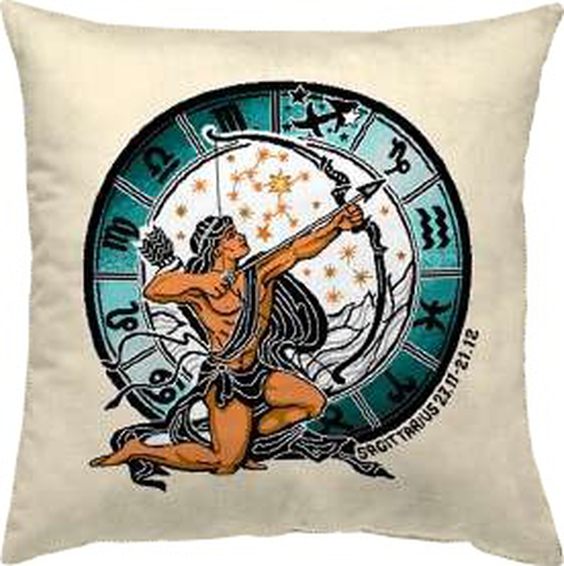 Decorative sagittarius zodiac sign throw pillow-null