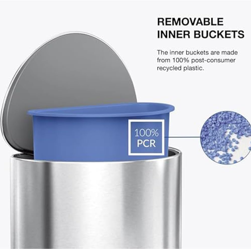 Simplehuman 6l semi-round step can brushed stainless steel, , medium-null