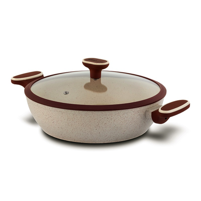 Nava terrestrial low casserole with ceramic non-stick coating 28cm, Beige, medium