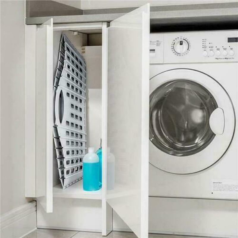 Flat folding laundry basket grey&green, , medium-null