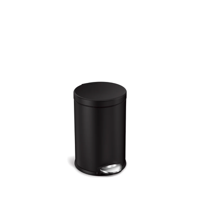 4.5l round pedal bin matte black stainless steel, , medium