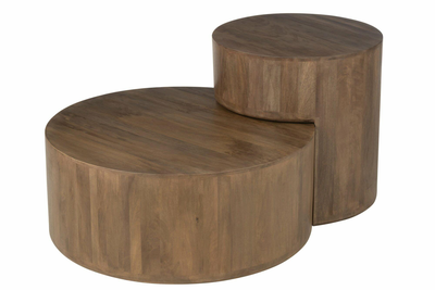 Set of 2 tables toge mango wood brown, , medium