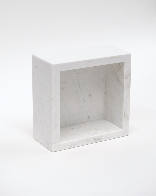 Marble case for bathroom / white with grey / square, , medium-null