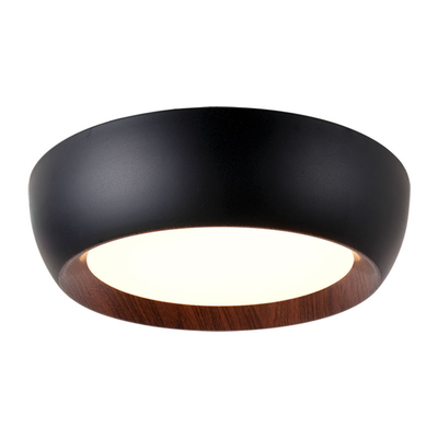 Sunlight led 20w ceiling light metal+acrilic black+wood 3000k 1000lm ip20 ø400xh100mm, , medium