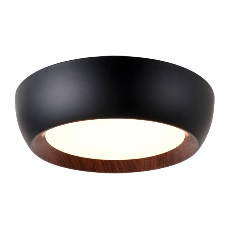 Sunlight led 20w ceiling light metal+acrilic black+wood 3000k 1000lm ip20 ø400xh100mm, , medium-null