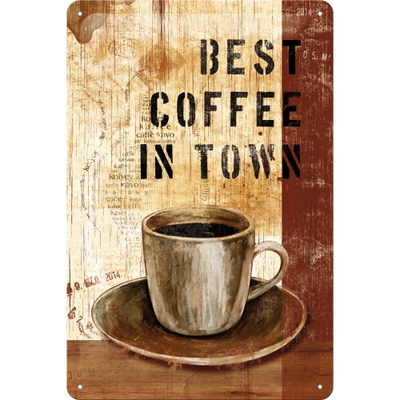 Nostalgic tin sign 20x30cm 'best coffee in town', , medium