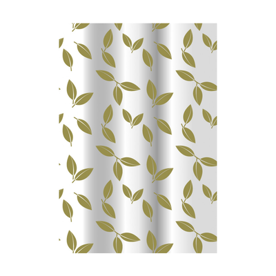 Peva bathroom curtain 180x200cm leaves white/gray