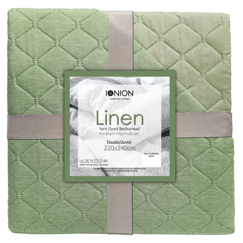 Linen κουβερλι 220x240cm microfiber πρασινο, , medium image number null