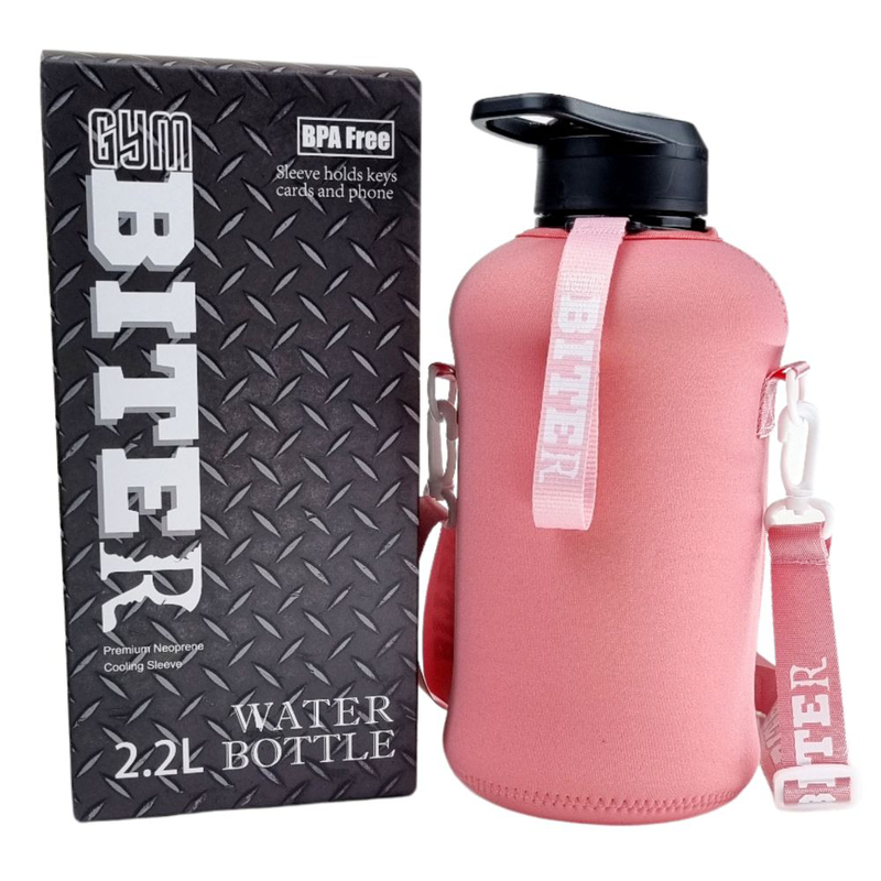 Gymbiter pink beauty μπουκάλι νερού χωρητικότητας 2,2 λίτρων, με μονωτικό φορμάκι για ενισχυμένη αντοχή και ενσωματωμένη λαβή μεταφοράς, , medium-null