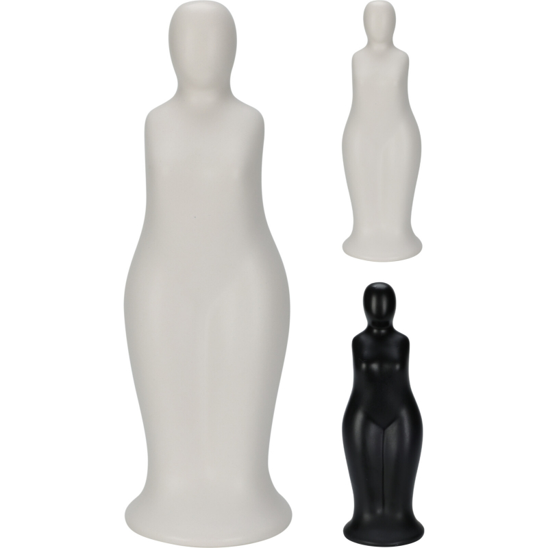 Woman silhouette vase 22cm - black & white, , medium-null