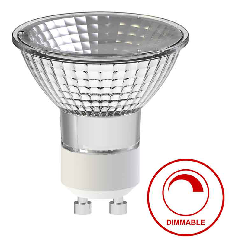Sunlight led 4.8w lamp gu10 glass 460lm 3000k 100&deg; clear dimmable, , medium-null