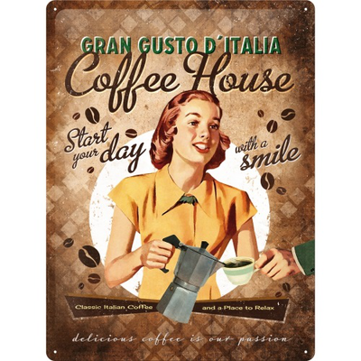 Nostalgic tin sign 30x40 cm coffee house lady