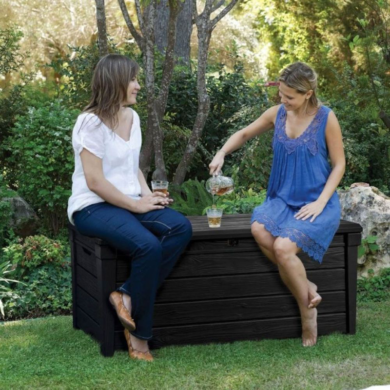 Product image: Keter brightwood κουτί αποθήκευσης 454l ανθρακίνιδανικό για μαξιλάρια, αξεσουάρ κήπου, εργαλεία και παιχνίδια, , medium-null