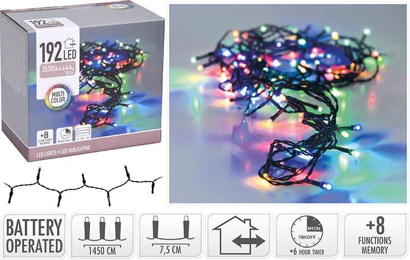 Xmas led lights 192 pcs battery operated - multicolor ip44, , medium image number null