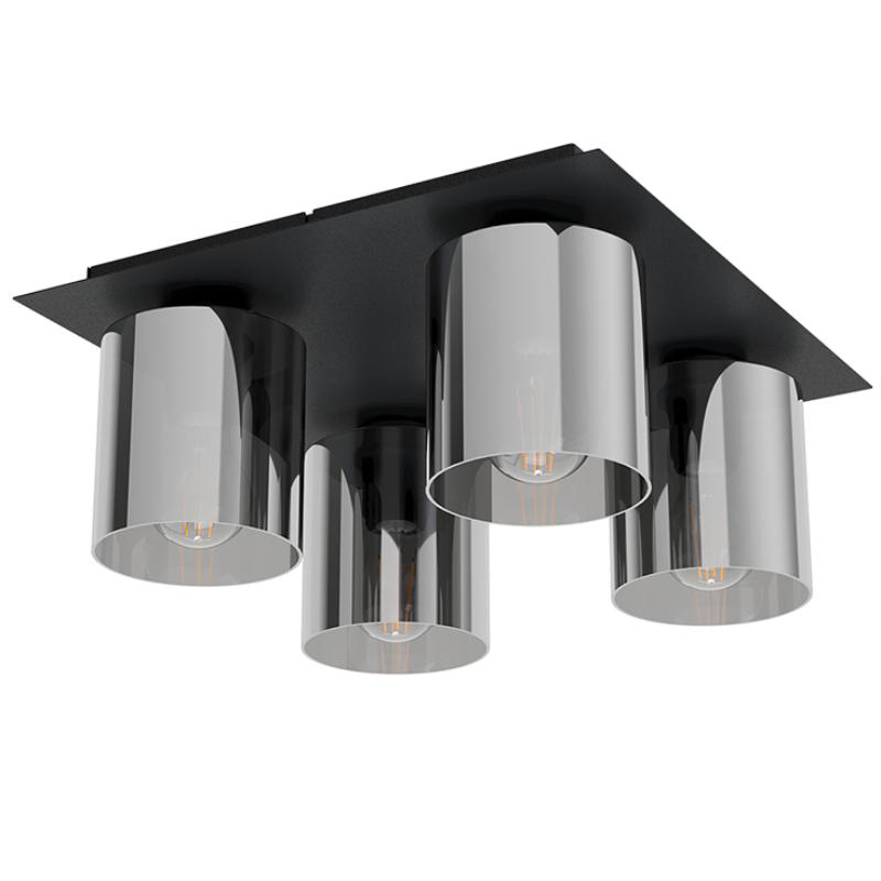 Eglo 'gorosiba 1' 4xe27 (max.4x40w) ceiling light glass black l380xw380xh170mm, , medium-null