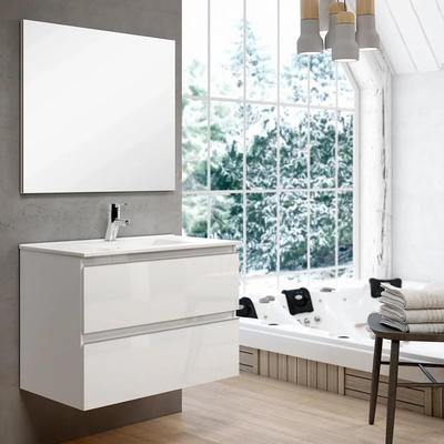 Inglet wall hung cabinet, Glossy White, medium