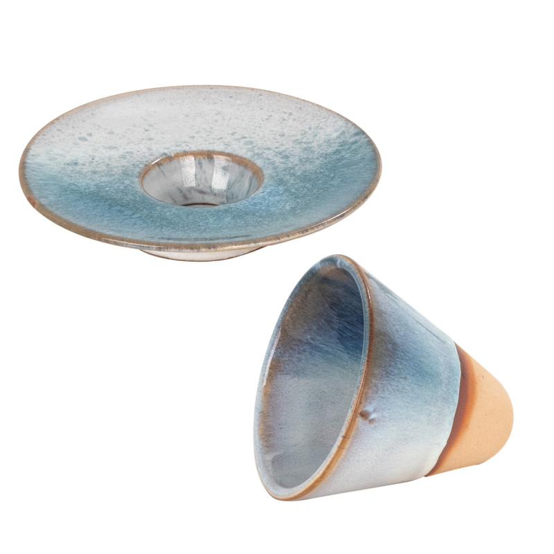 Stoneware espresso cup with plate, , medium-null