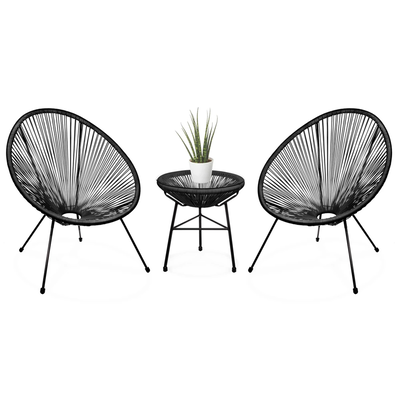 L.h garden set of 3 metallic garden lounge bistro black