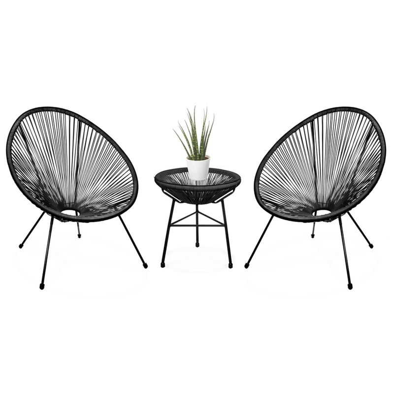 L.h garden set of 3 metallic garden lounge bistro black image number null