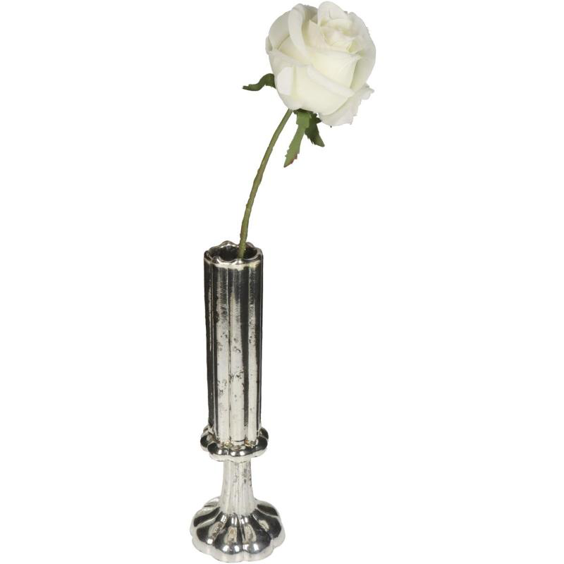 Product image: Βαζο φλαουτο γυαλινο χειροποιητο 9x9x26.5εκ. - ασημι, , medium-null