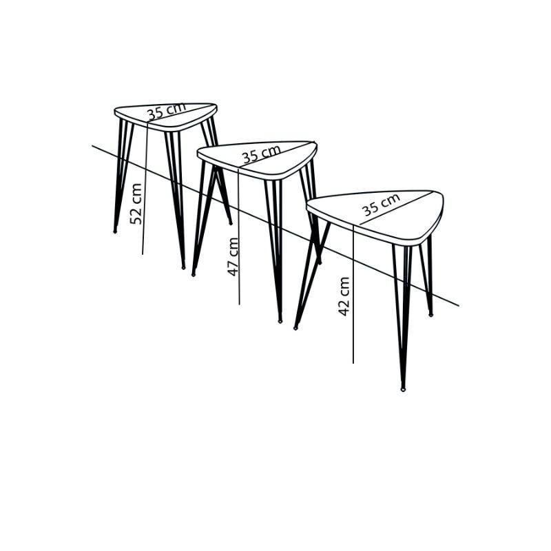 Faraji side table 3pcs - black marble, , medium-null