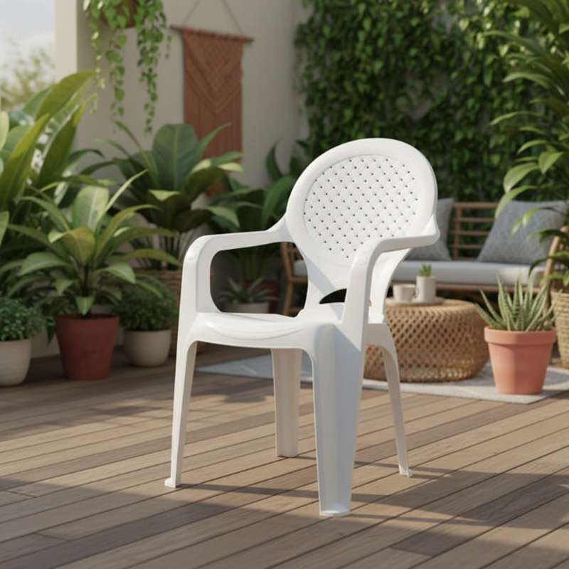 Kenzia plastic chair - white, , medium-null