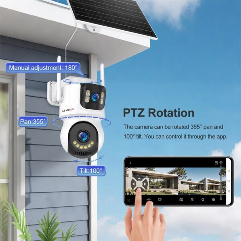 Product image: Ls vision aov ls-cs100-4g-eu 2k 4G two-lens ptz solar outdoor camera white 202506152060, , medium-null