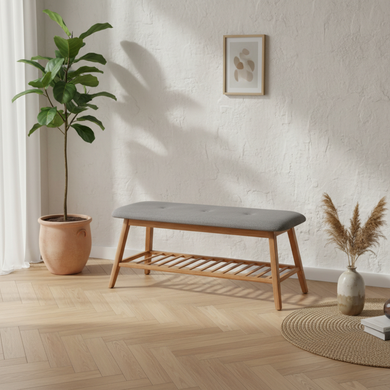 Paris bamboo bench gray 100x30.5x44cm, , medium-null