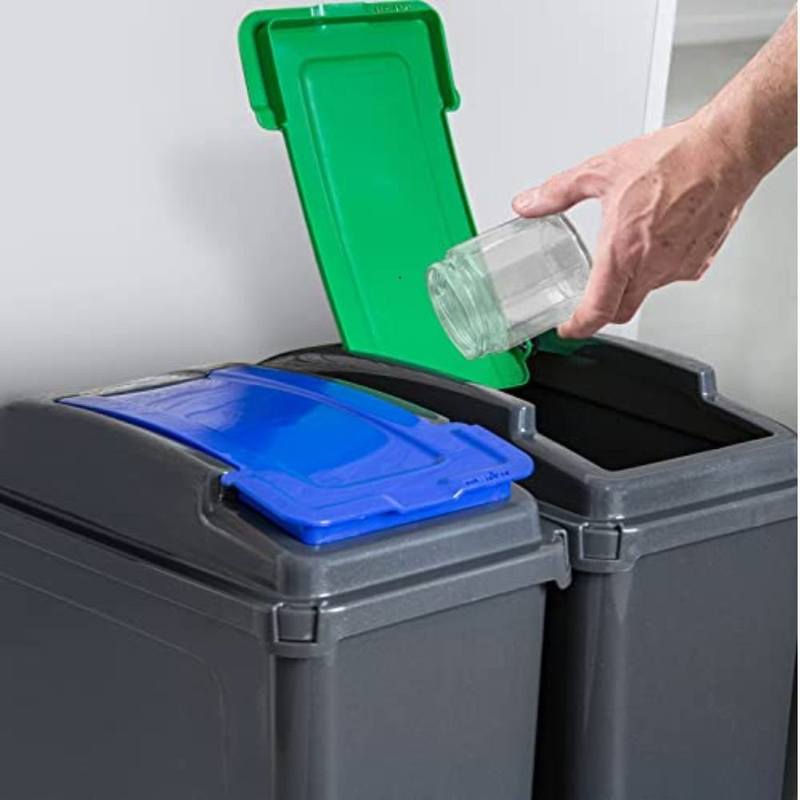 Product image: Κάδος ανακύκλωσης 25l slimline με πτυσσόμενο καπάκι, ανθεκτικός πλαστικός κάδος μπάνιου ή κουζίνας, , medium-null