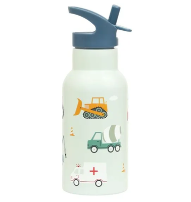 A little lovely company stainless steel drink bottle vehicles 350ml, , medium