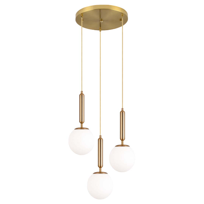 Product image: Sunlight 'paulo' 3xe27 (max.3x40w) pendant light round brass+frosted glass ø270xh1200mm, , medium-null