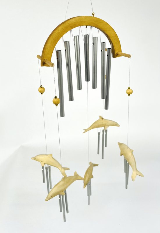 Metal wind chimes dolphin wooden, , medium image number null