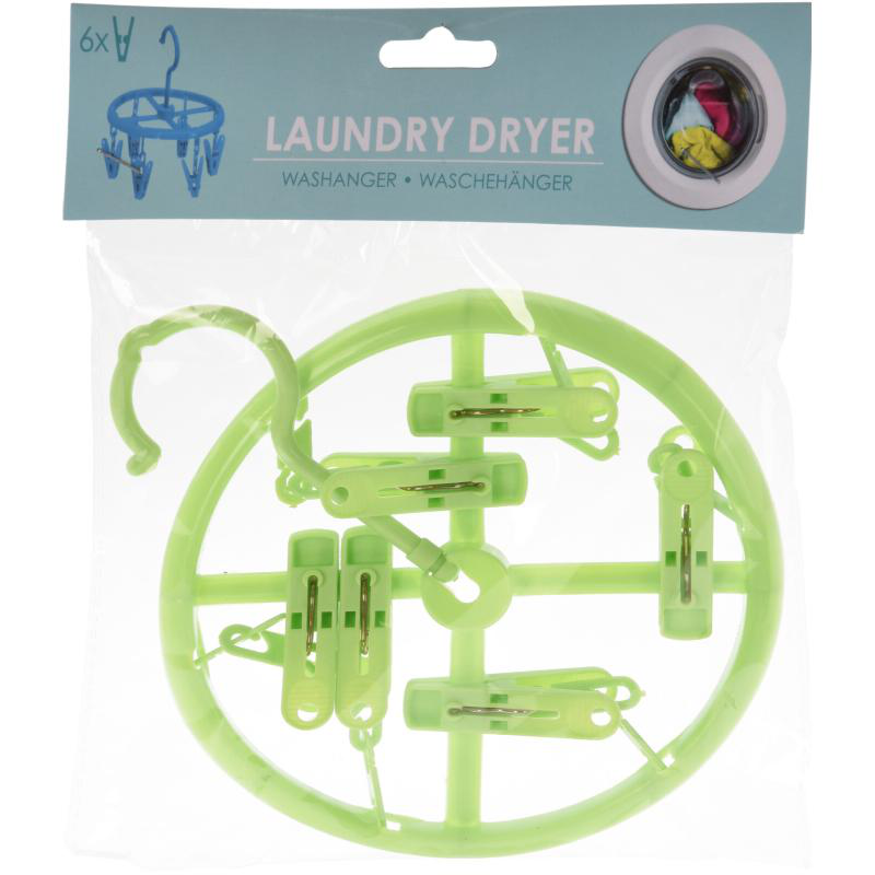 Launry hanger 15cm 6 pegs - assorted colors, , medium-null