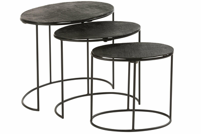Side table set of 3 black aluminium, , medium