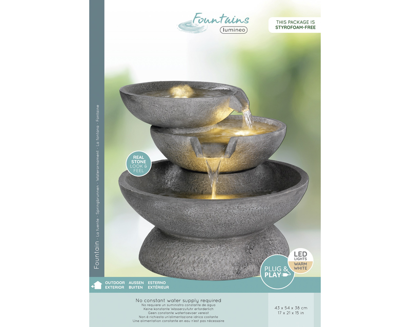 Fountain gb bowl tier grc transformer outdoor grey, , medium-null