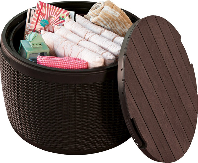 Keter circa rattan cushion box 67x67x43.5cm 140l brown, , medium image number null