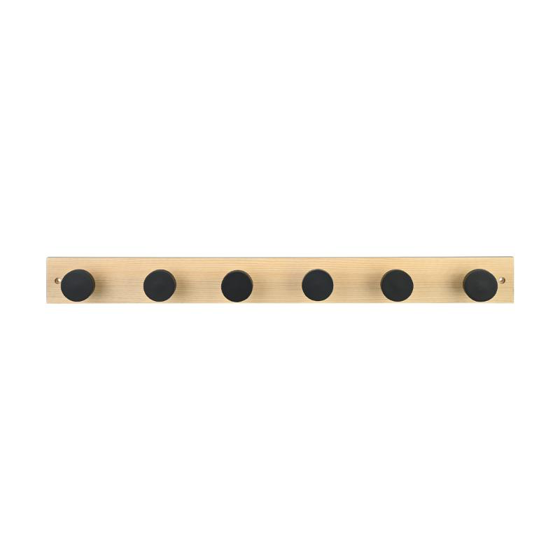 Estia wooden wall hanger 6 hooks 60x6cm - oak, , medium image number null