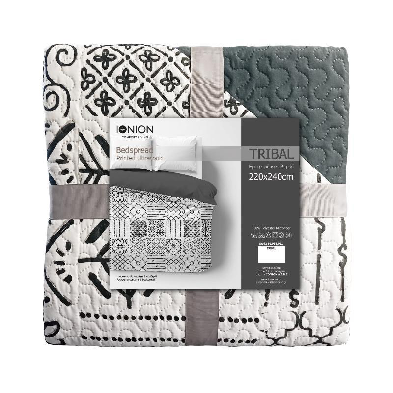 Bedspread printed microfiber tribal 220x240cm, , medium-null