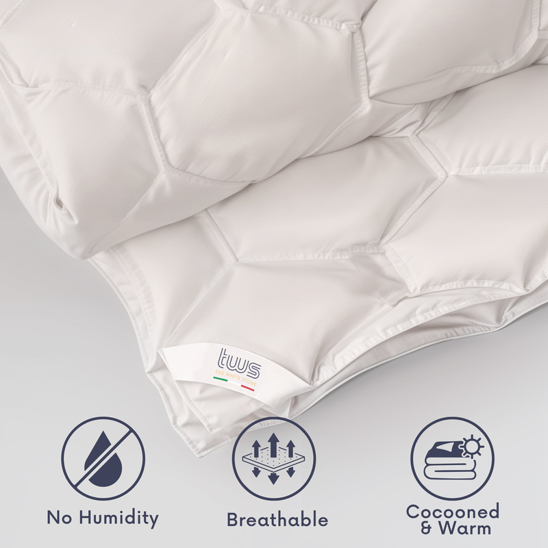 The white stone winter duvet 210x240 cm 400 gr | padding in ovatta | hypoallergenic white microfiber | double bed-null