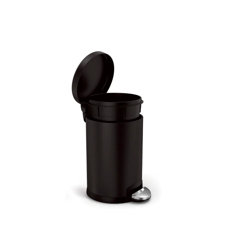 Product image: 4.5l round pedal bin matte black stainless steel, , medium-null