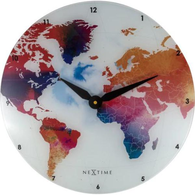 Nextime wall clock 43 cm, glass, 'colorful world'