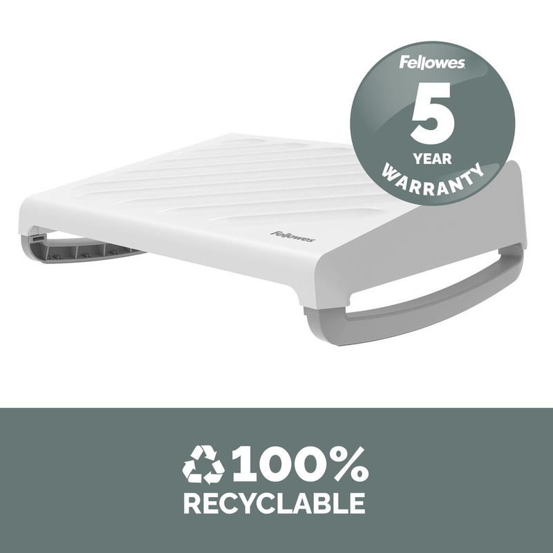 Fellowes foot rest under desk - breyta foot support ergonomic foot rest with textured surface - foot rest stool for office & home - white, white, abs, 0 - 18&deg;, 49 cm, 36 cm, 490 mm-null