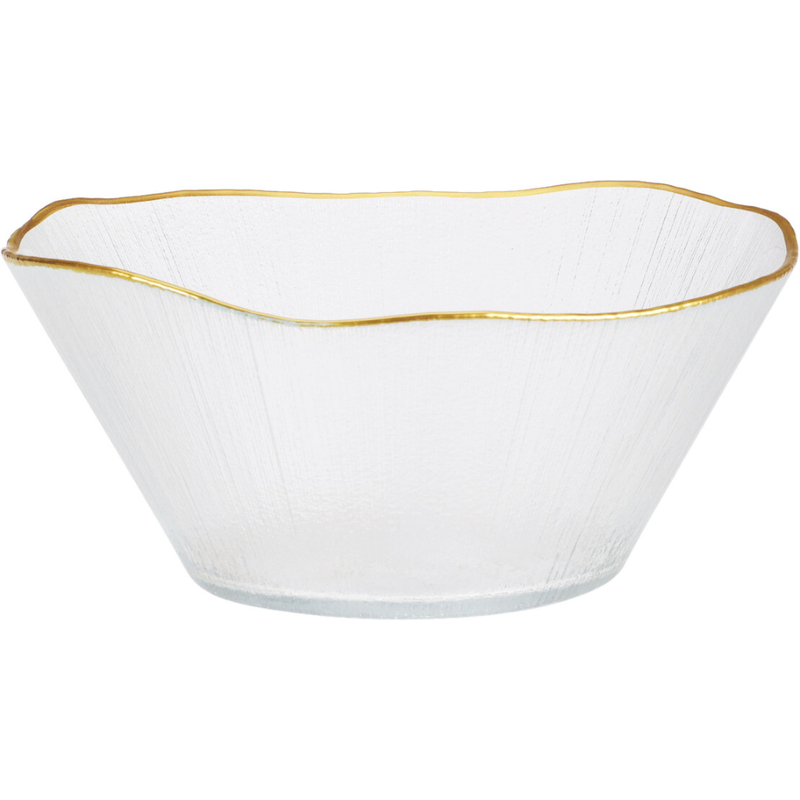 Bowl glass dia golden rim 21cm, , medium-null